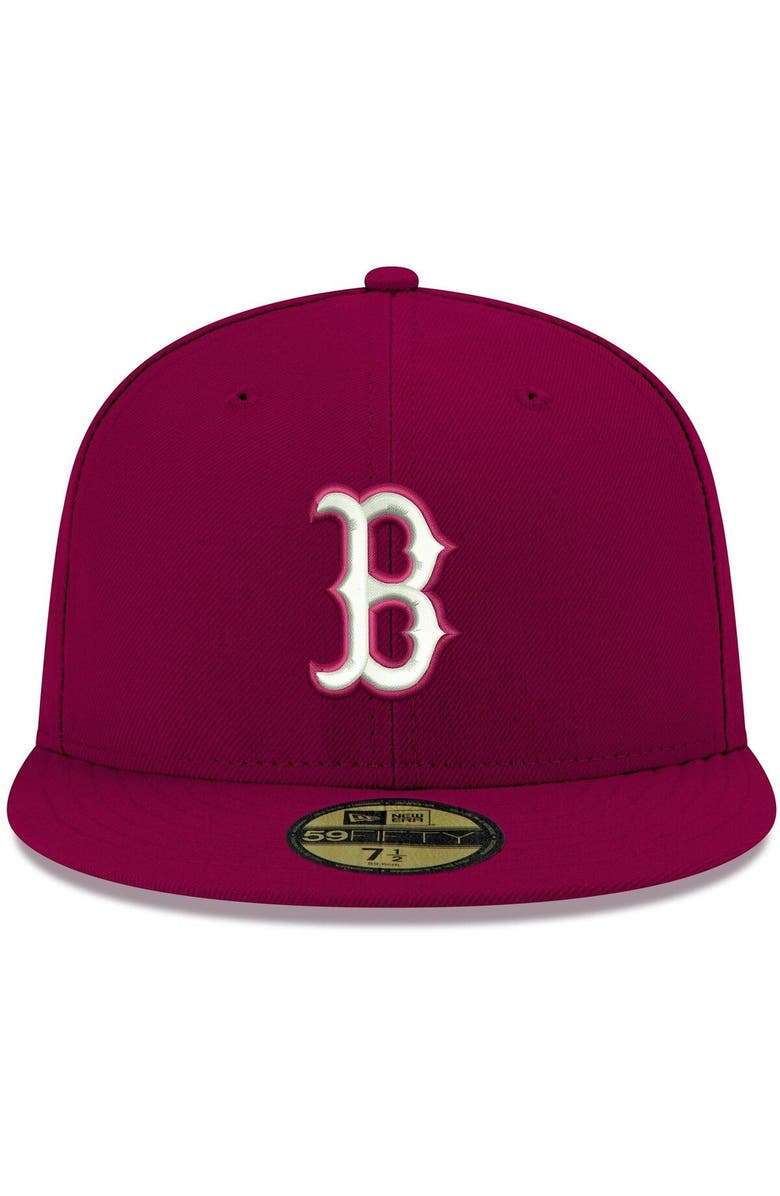 New Era Men's New Era Cardinal Boston Red Sox White Logo 59FIFTY Fitted Hat, Alternate, color, Cardinal