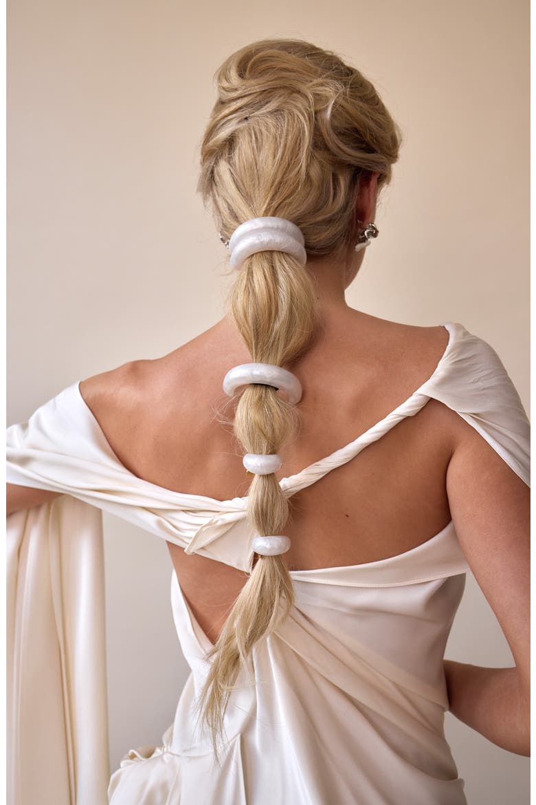 Marble Double Arch Ponytail Cuff, Alternate, color, PEARLESCENT