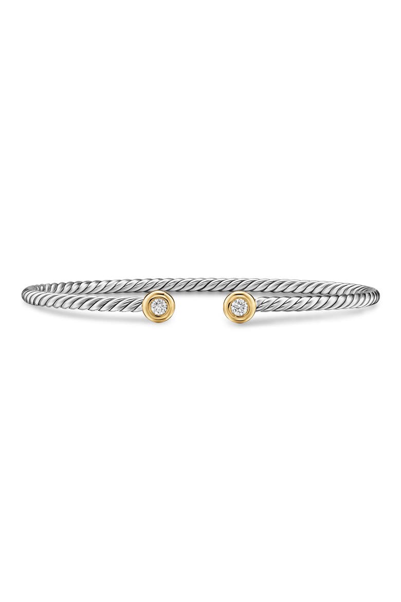 Micro Cable Flex Cuff Bracelet with Diamonds, Main, color, SILVER PAVE