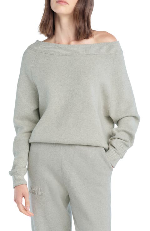 The Staying In One-Shoulder Cotton & Cashmere Pullover