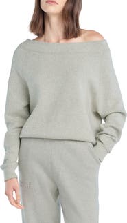 Favorite Daughter The Staying In One-Shoulder Cotton & Cashmere Pullover