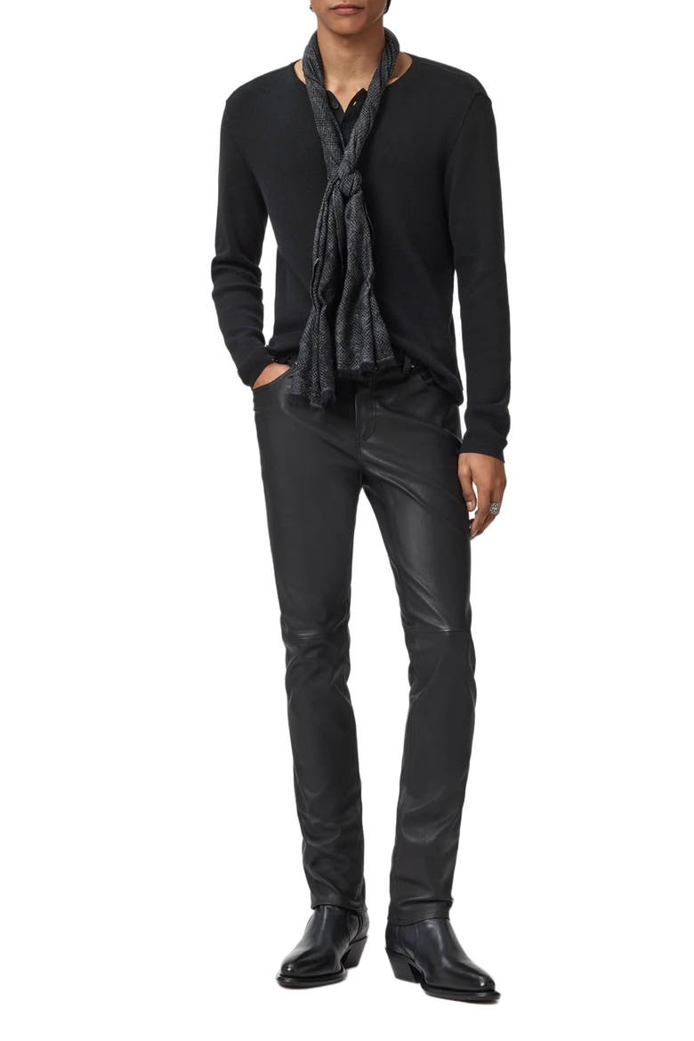 Javis Organic Cotton & Cashmere Rib Henley, Alternate, color, BLACK