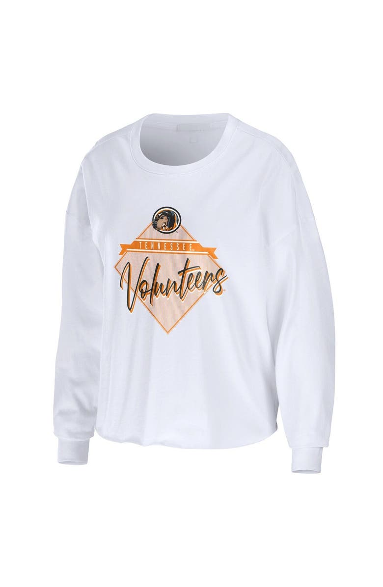 WEAR by Erin Andrews Women's WEAR by Erin Andrews White Tennessee Volunteers Diamond Long Sleeve Cropped T-Shirt, Alternate, color, White