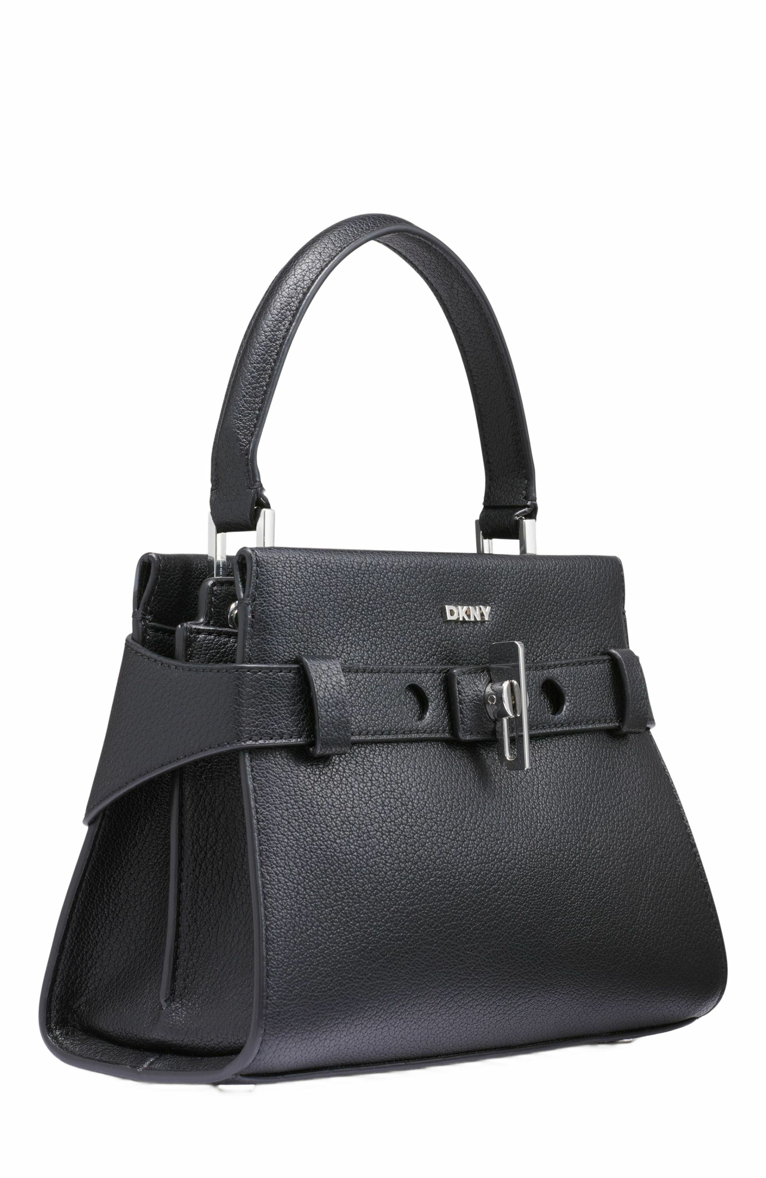 DKNY Bleeker Small Satchel, Alternate, color, Black/Silver