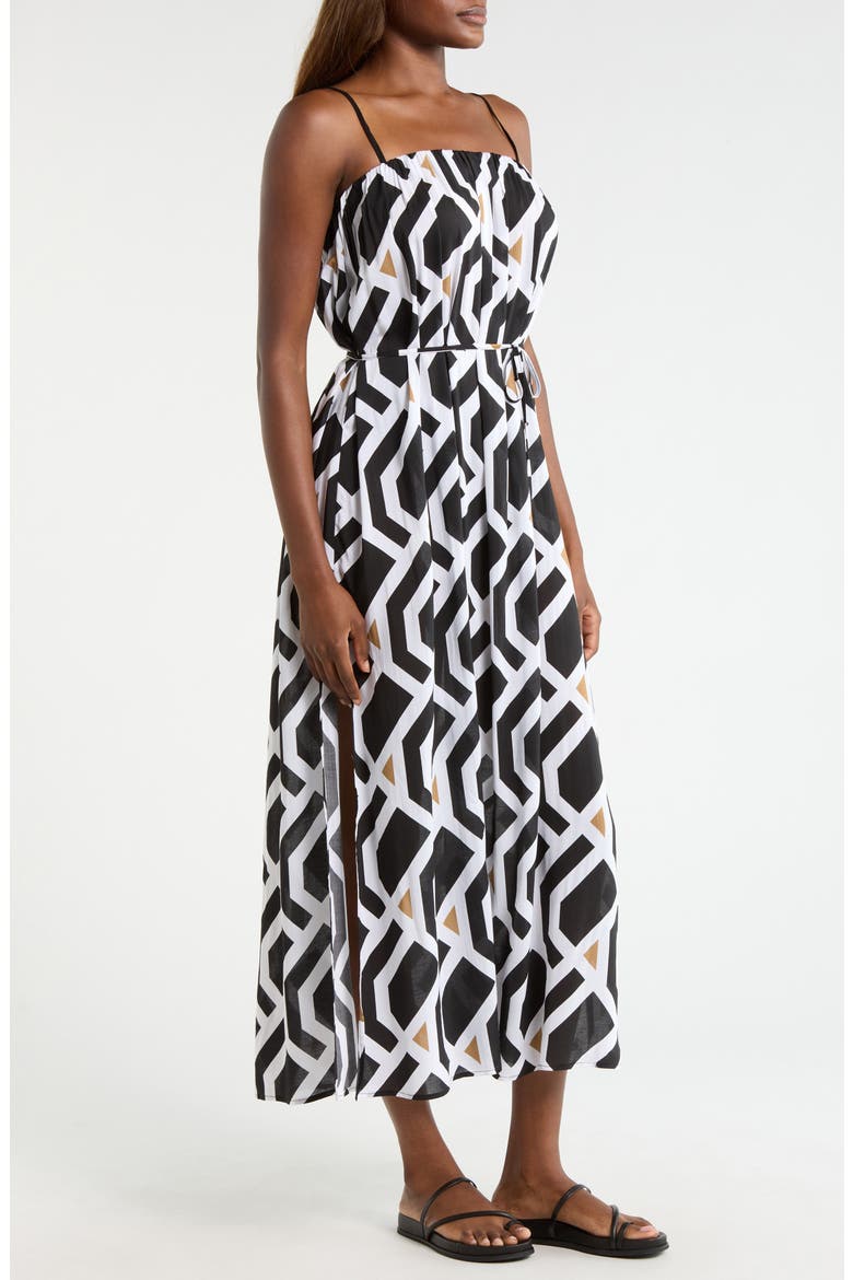 Tie Back Cover-Up Dress, Alternate, color, BLACK PRINT