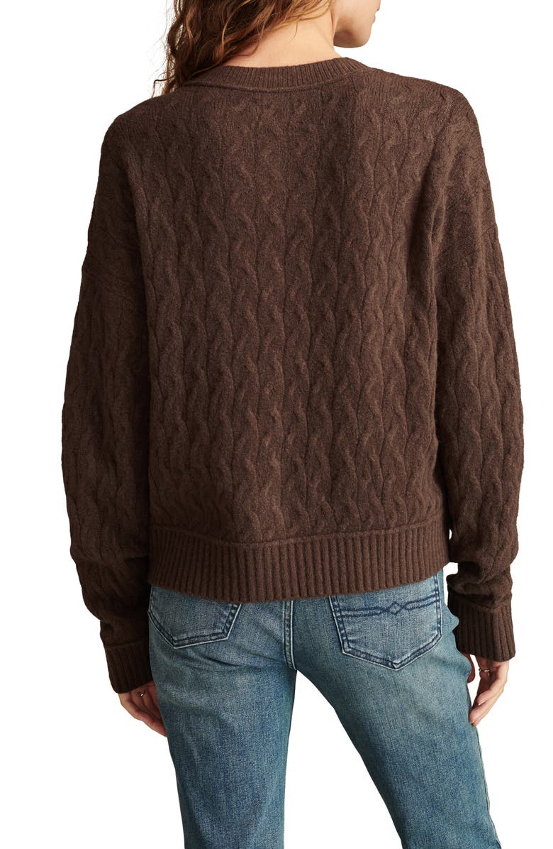 Lucky Brand Slouchy Cable Crop Cardigan, Alternate, color, 