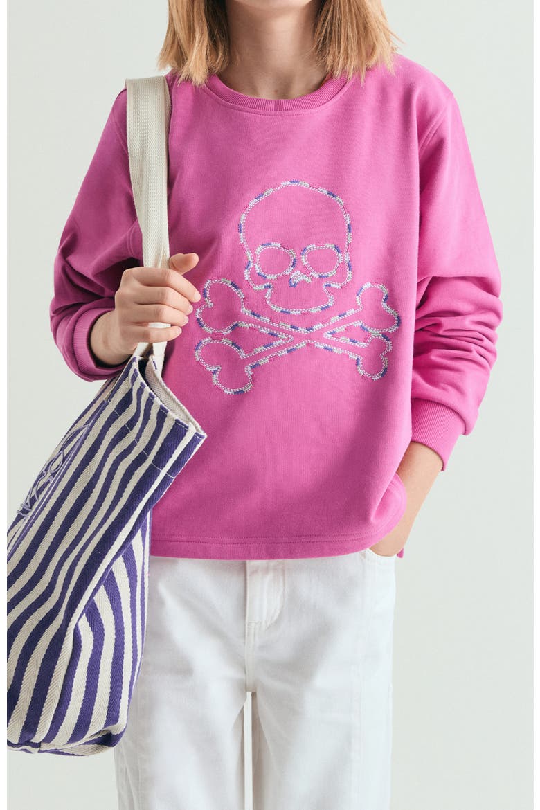 Girl's embroidered sweatshirt with contrast, Main, color, Pink