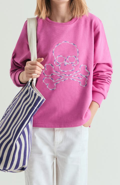 Girl's embroidered sweatshirt with contrast