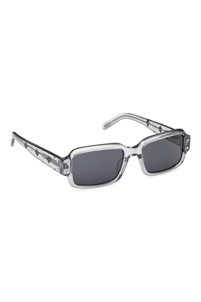 54mm Rectangular Sunglasses, Alternate, color, GRAY / SOLID DARK BLUE LENSES