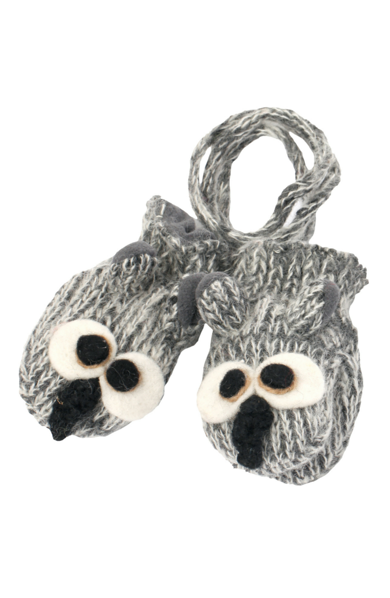Nirvanna Designs Owl3 Mittens, Main, color, Grey