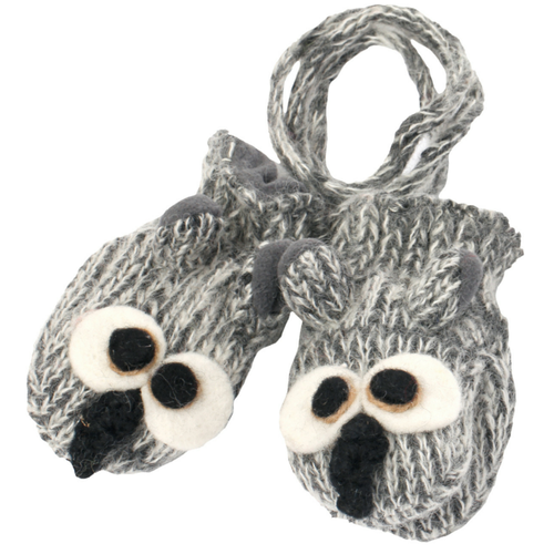 Nirvanna Designs Owl3 Mittens In Grey