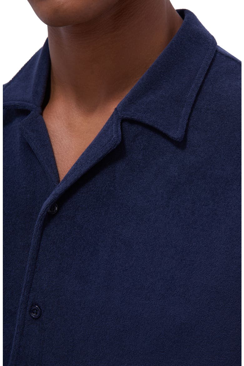 Terry Cloth Camp Shirt, Alternate, color, NAVY