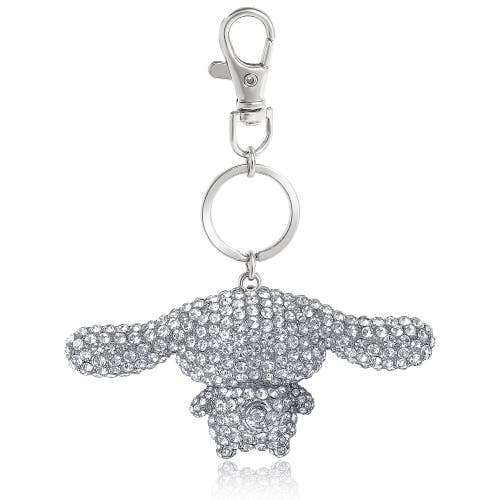 Hello Kitty Cinnamoroll Crystal-embellished Keychain Travel Bag Charm In Silver