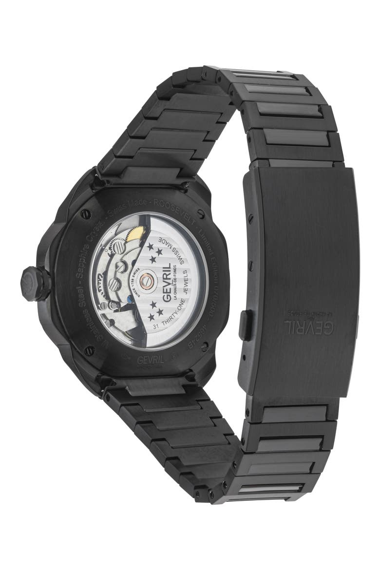 Roosevelt Automatic Bracelet Watch, 42mm, Alternate, color, BLACK