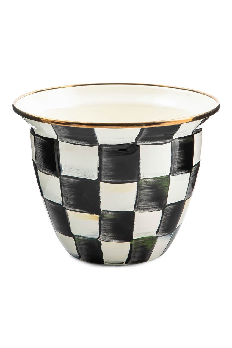Large Courtly Check Enamel Flower Pot, Main, color, COURTLY