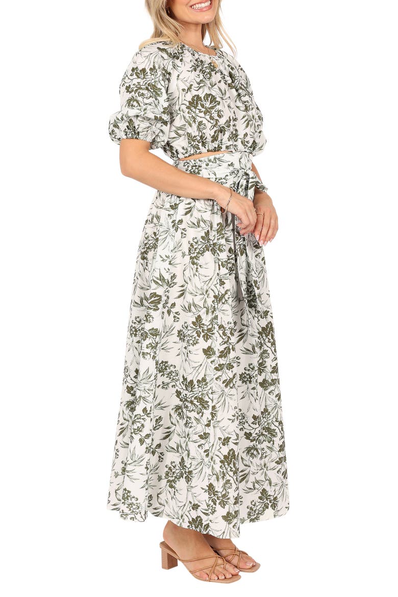 Delilah Print Crop Top & Maxi Skirt, Alternate, color, GREEN FLORAL