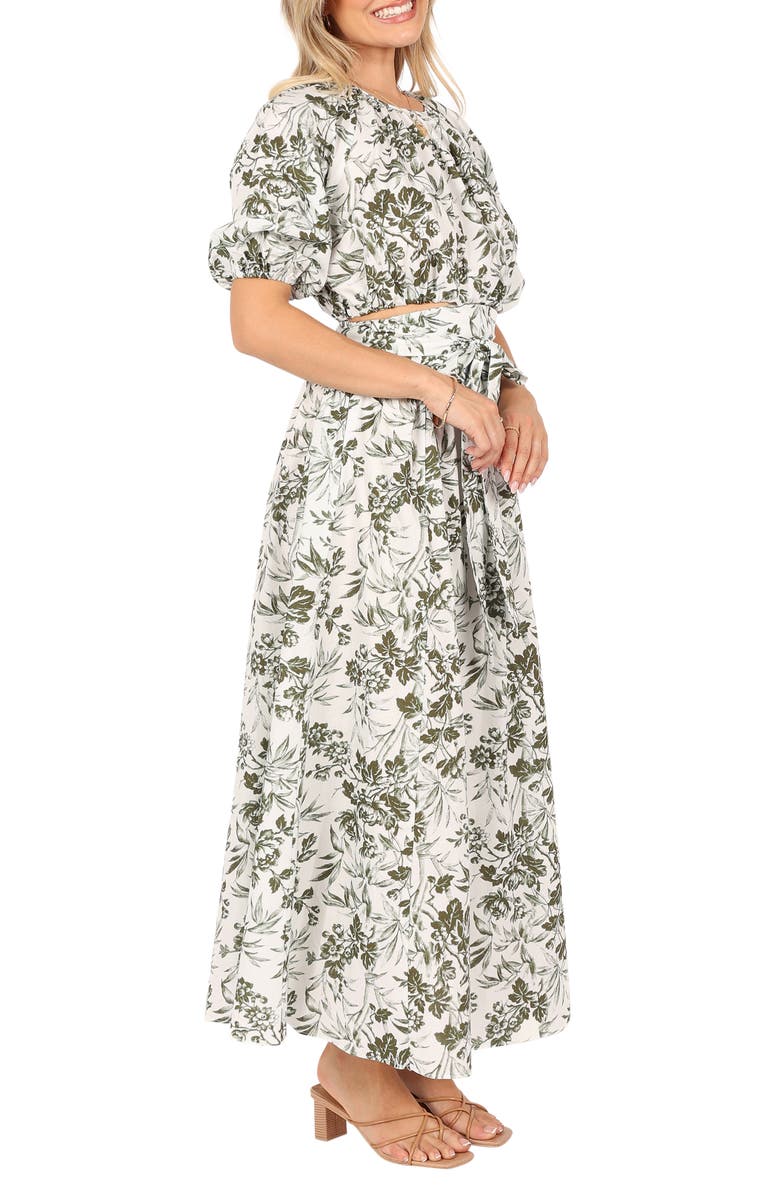 Petal & Pup Delilah Print Crop Top & Maxi Skirt, Alternate, color, Green Floral