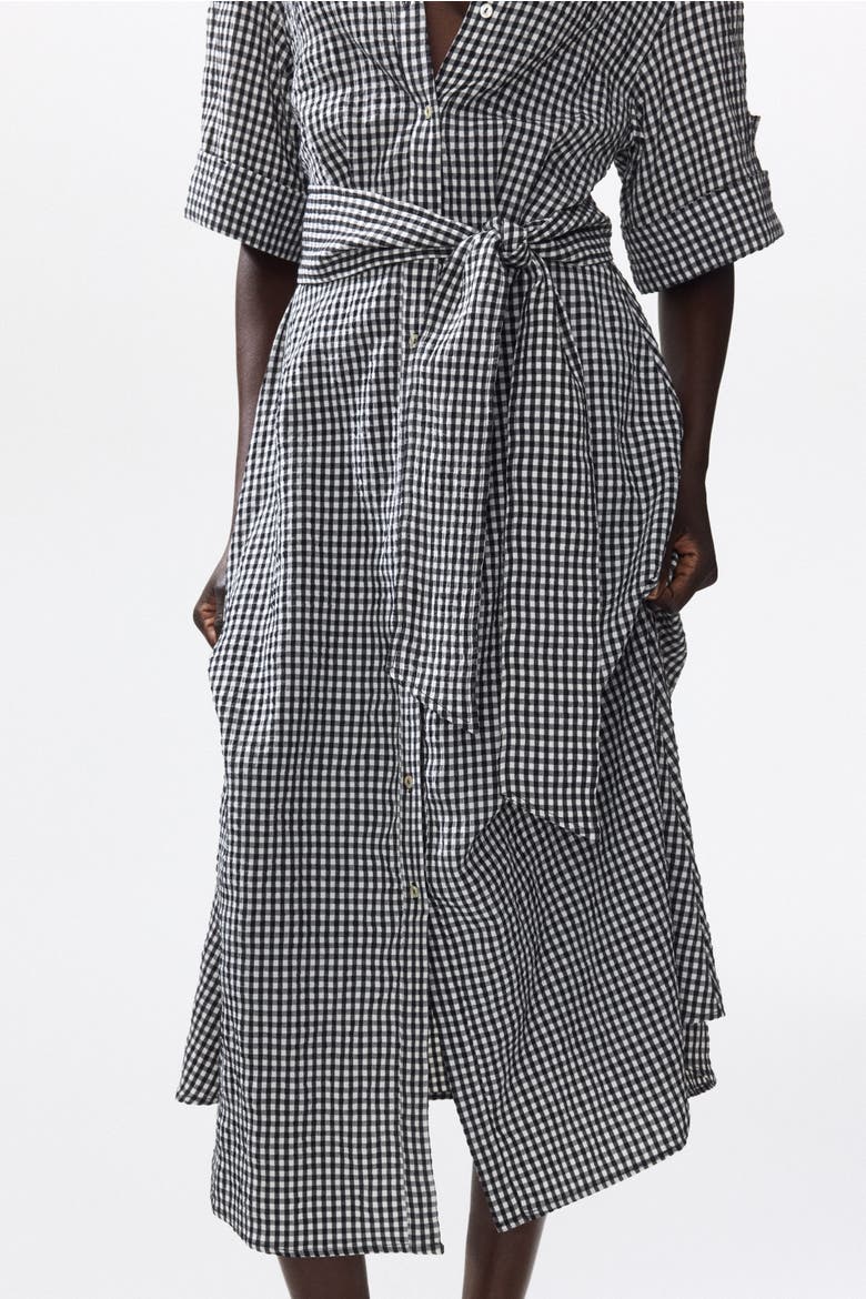 Tie-belt Dress, Alternate, color, Black/gingham