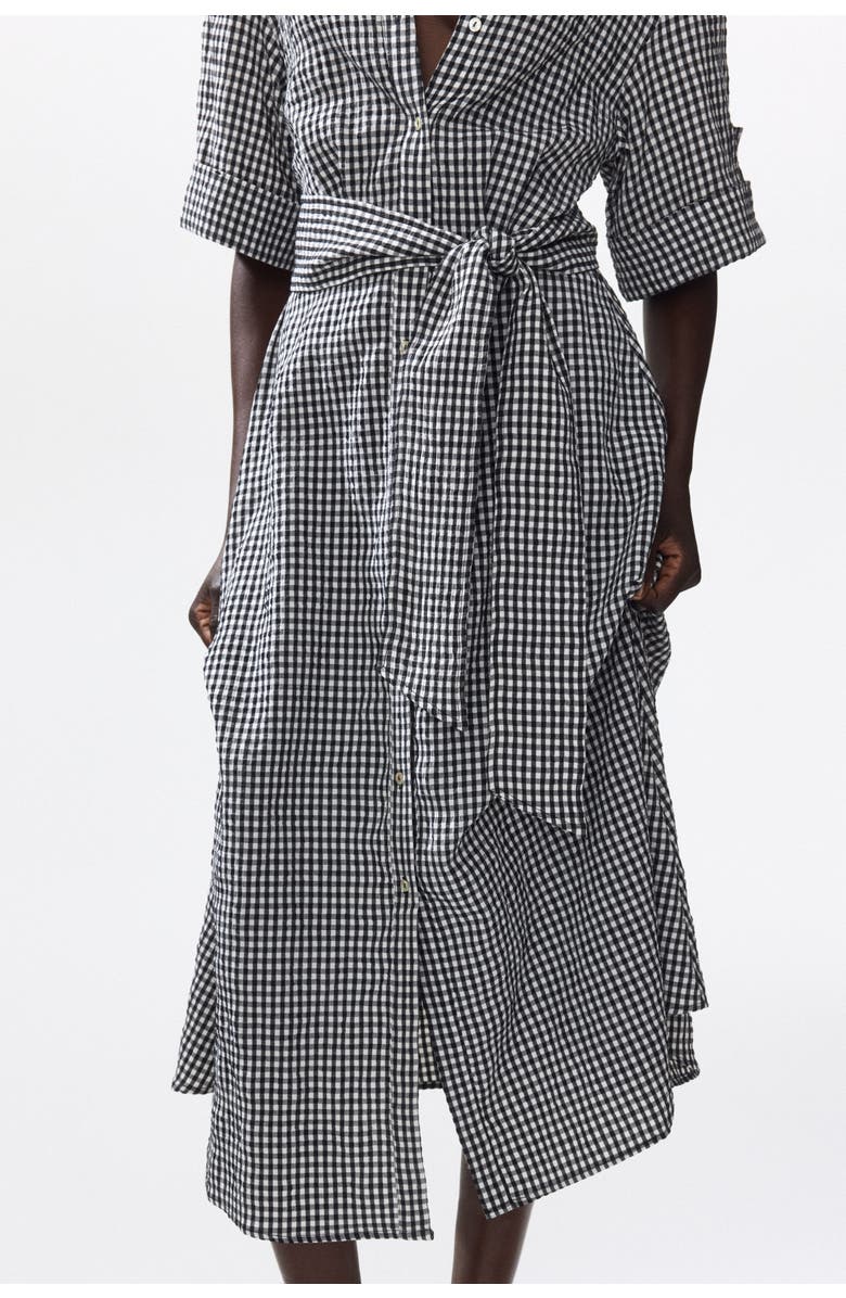 H&M Tie-belt Dress, Alternate, color, Black/Gingham