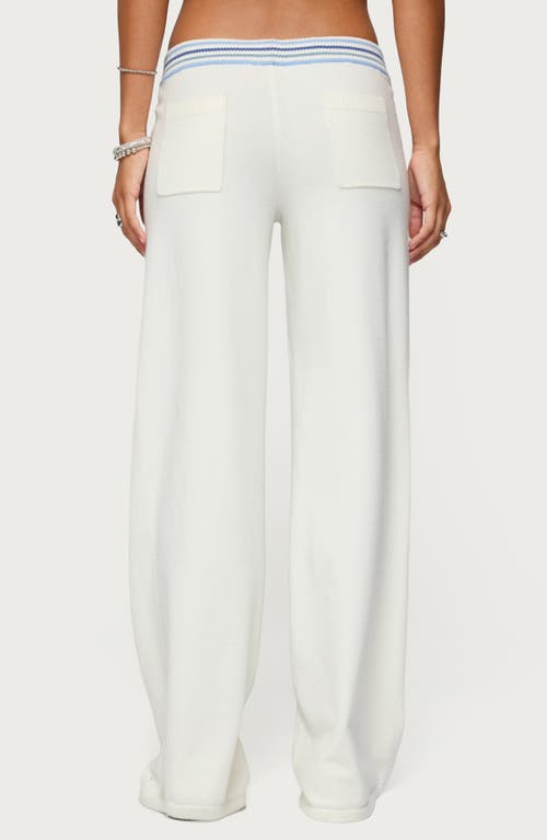 Edikted Miya Stripe Knit Pants In White