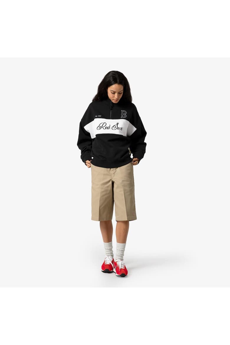 Women's Mitchell & Ness Black Boston Red Sox Quarter-Zip Pullover Top, Alternate, color, Black