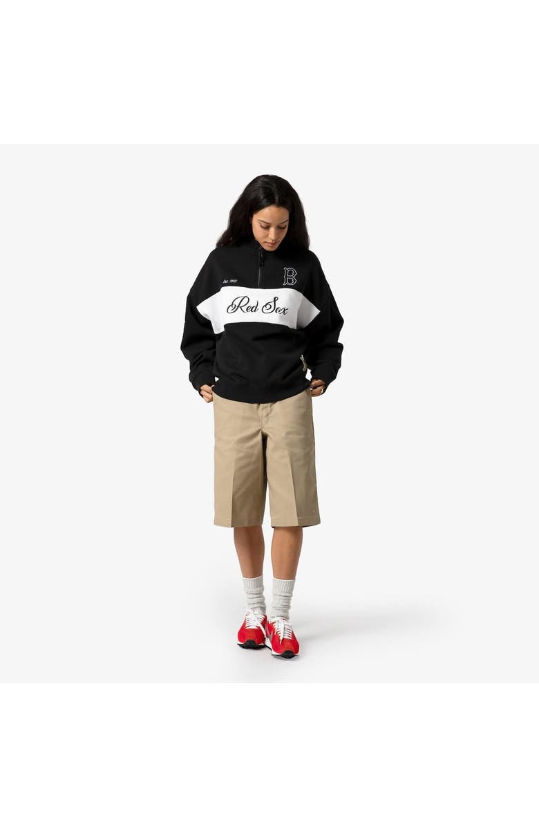 Mitchell & Ness Women's Mitchell & Ness Black Boston Red Sox Quarter-Zip Pullover Top, Alternate, color, Black