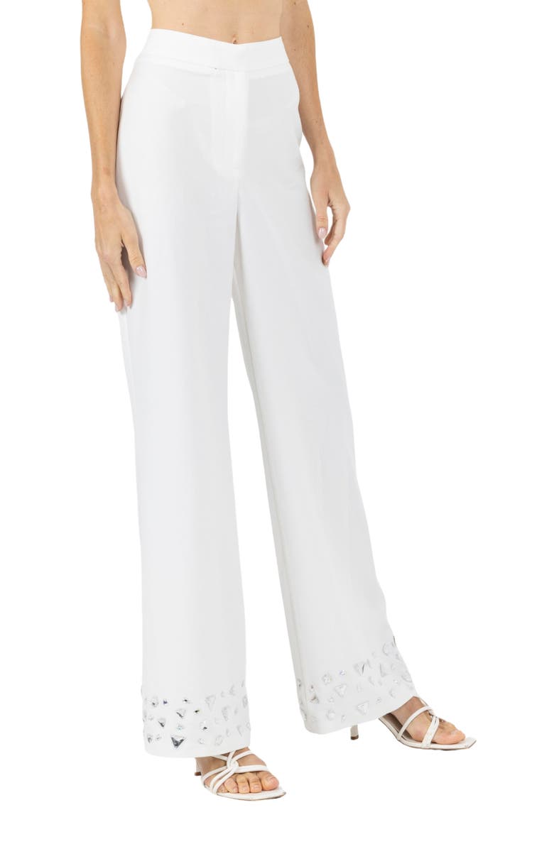 AKALIA Ameli White Flared Pants, Alternate, color, 