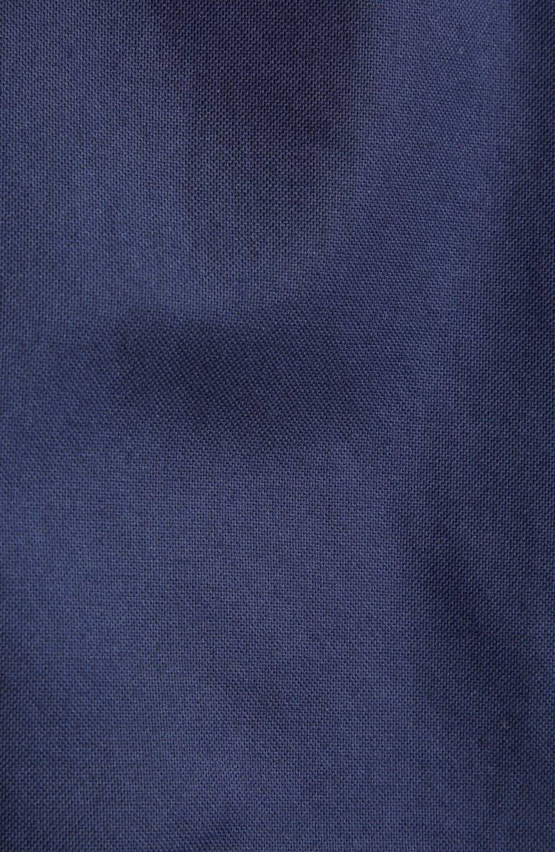 Balmain Monogram Embroidery Cotton Button-Down Shirt, Alternate, color, Marine