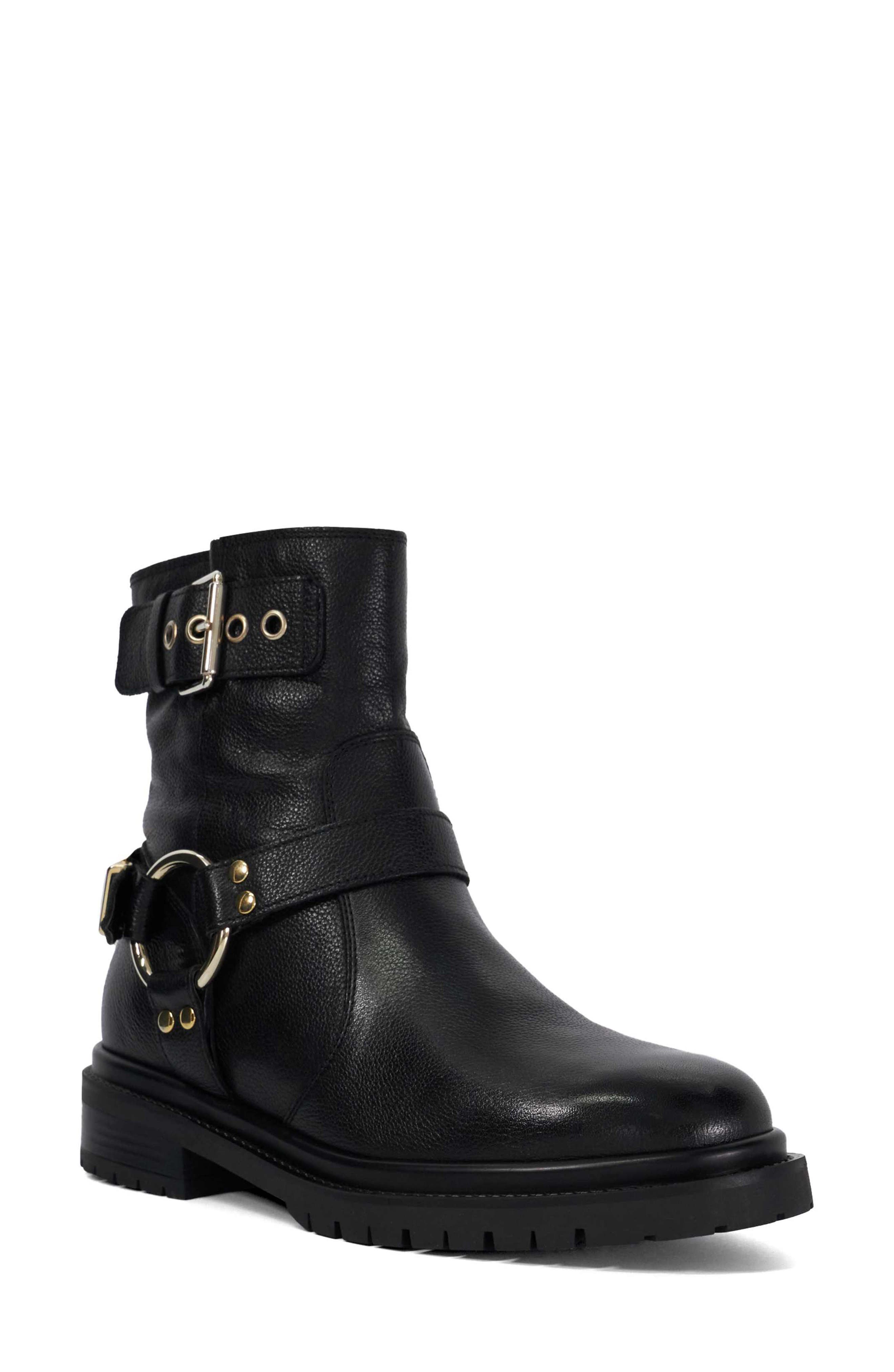Dune London Piton Bootie, Main, color, Black-Leather