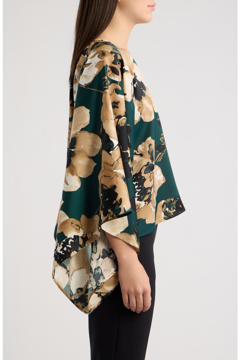 Bateau Neck Dolman Sleeve Cape Top, Alternate, color, PINE FOREST MULTI