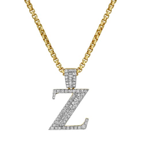 Luvmyjewelry Z Initial Diamond Pendant 10k Yellow Gold In 10k Yellow Gold