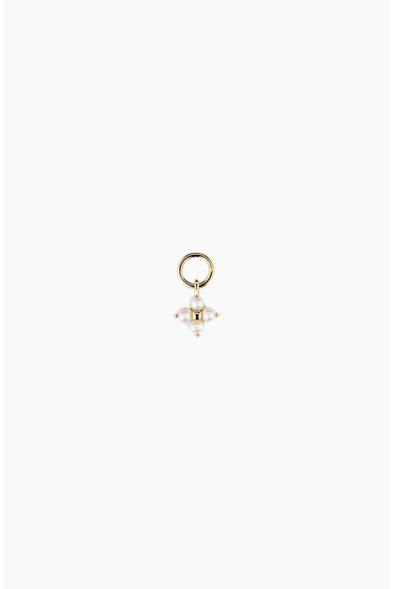 Cluster Pearl Hoop Charm, Alternate, color, Yellow Gold / Pearl