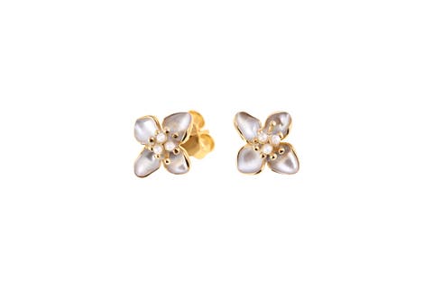 White Flower Earrings