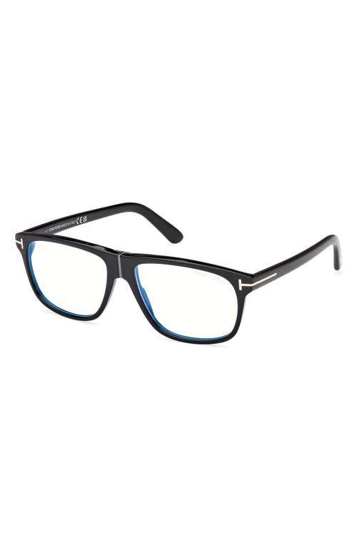 Tom Ford Brille Mit D-gestell In Black/t Logo/blue Block