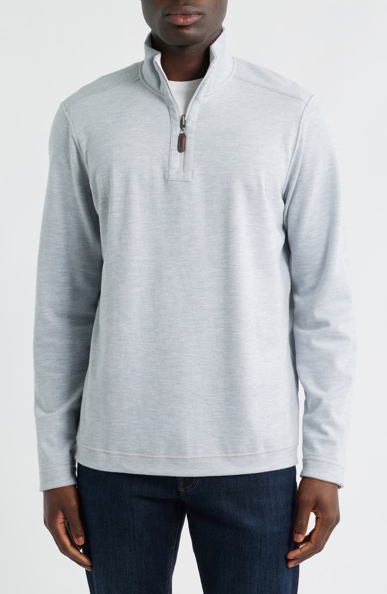 Johnston & Murphy Icon Reversible Cotton Blend Quarter Zip Pullover, Alternate, color, White/ Storm