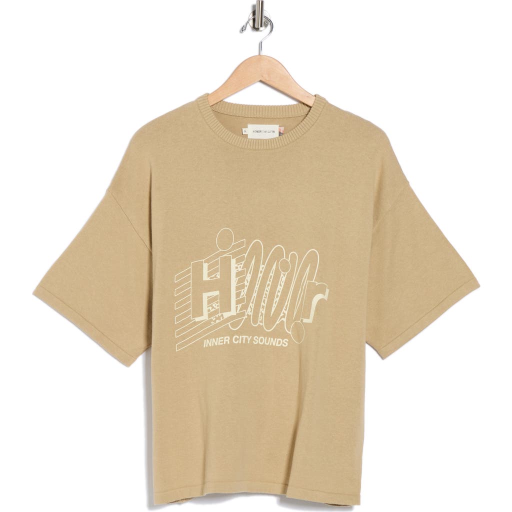 Honor The Gift Sounds Short Sleeve Cotton Sweater In Brown