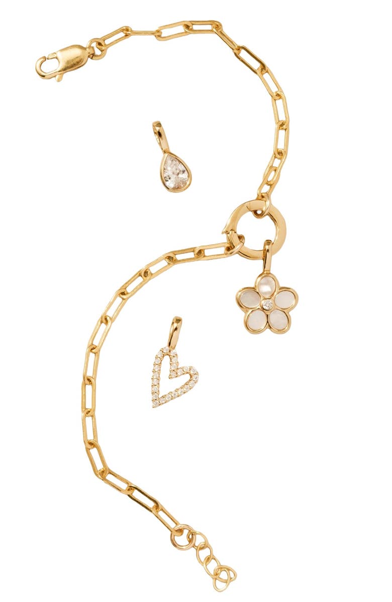 MADE BY MARY Pear CZ Charm, Alternate, color, Gold Vermeil