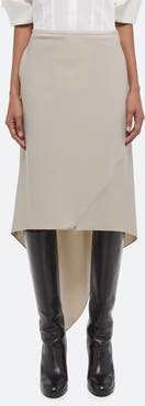 Helmut Lang Scarf Hem Virgin Wool Maxi Skirt