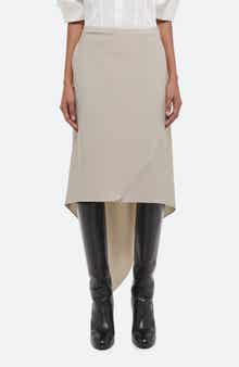 Helmut Lang Scarf Hem Virgin Wool Maxi Skirt