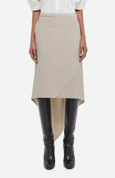 Helmut Lang Scarf Hem Virgin Wool Maxi Skirt
