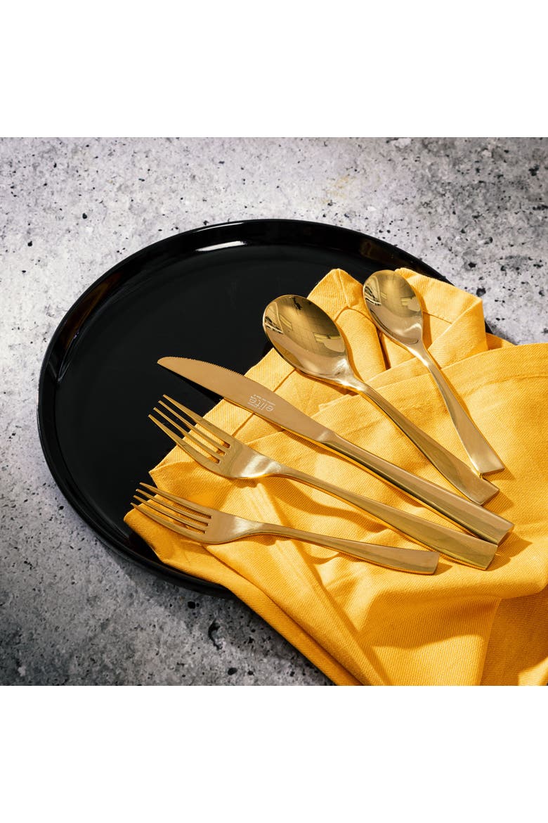 Holland Road 20 Piece Gold Stainless Steel Flatware Set, Alternate, color, Metallic Gold
