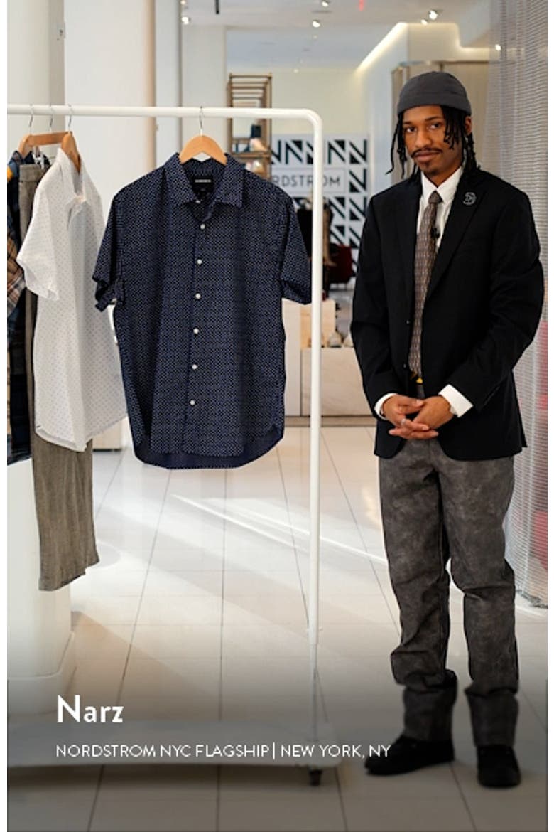 Men's Riviera Slim Fit Stretch Dot Short Sleeve Button-Up Shirt video