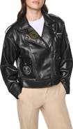 DKNY Pins & Patches Faux Leather Jacket