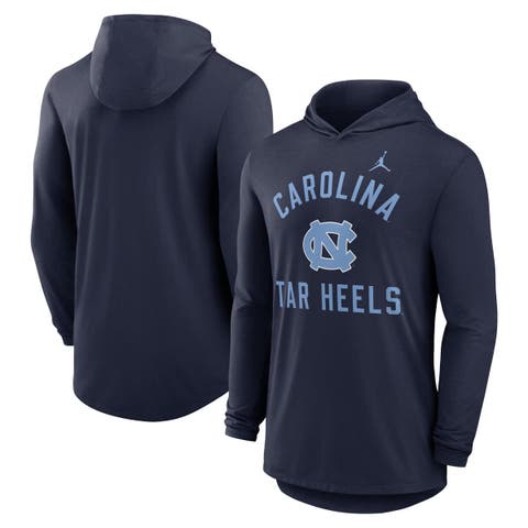 Men's Jordan Brand Navy North Carolina Tar Heels Classic Arch Tri-Blend Dri-FIT Long Sleeve Hoodie T-Shirt