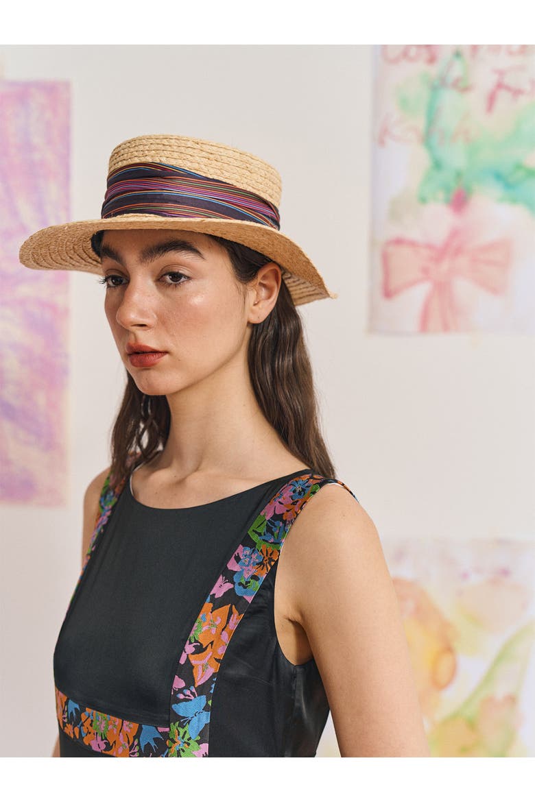 "Frida's Garden" Straw Hat with Ribbon Band, Alternate, color, Purple