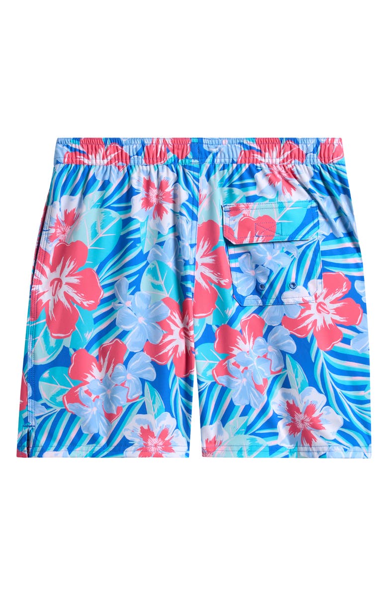vineyard vines Kids' Chappy Beach Print Swim Trunks, Alternate, color, Floral Tide Blue