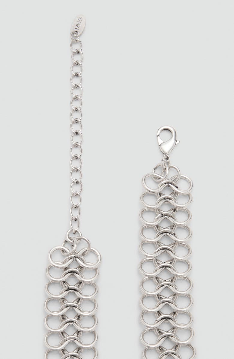 MANGO Metallic Flower Chain Belt, Alternate, color, Silver