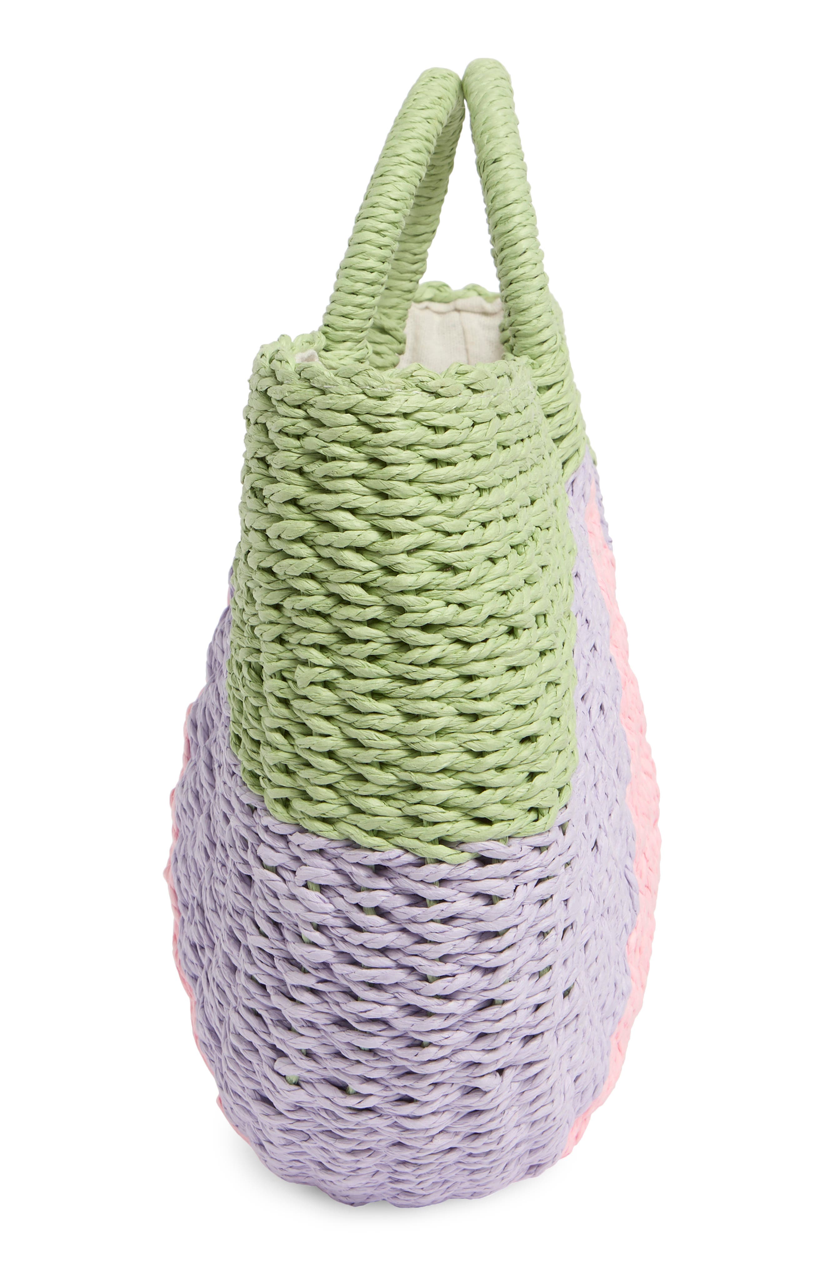 ALESSIA BIANCHI East/West Straw Tote, Alternate, color, Lilac Multi