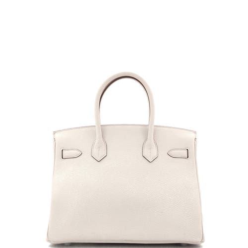 Pre-owned Hermes  Hermes Birkin Handbag Light Togo With Palladium Hardware 30 In White