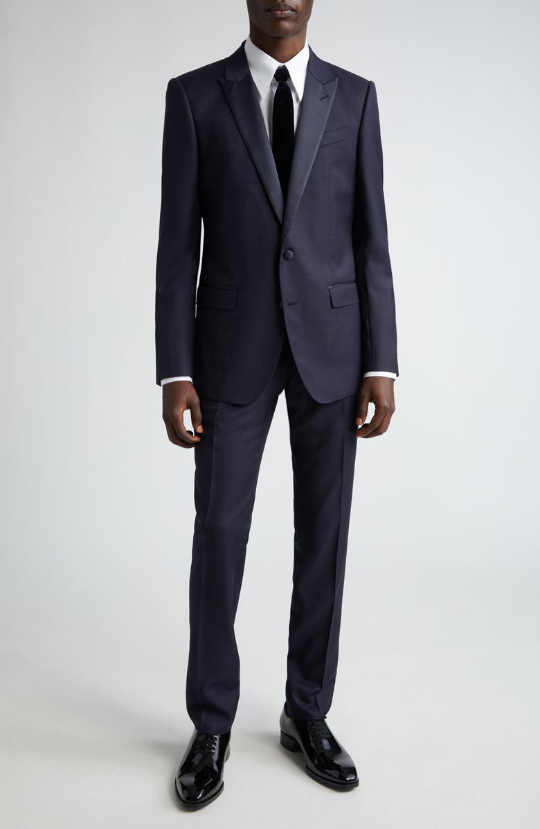 Dolce&Gabbana Navy Wool Blend Tuxedo, Main, color, 